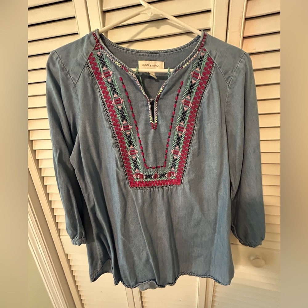 Embroidered Denim Top by Madewell